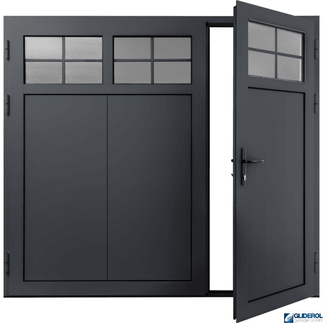 Gliderol GRAPHITE-GREY (RAL7024) Insulated Traditional Vertical Wide Rib Side Hinged Garage Door (1/3)