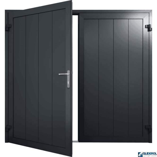 Gliderol GRAPHITE-GREY (RAL7024) Insulated Vertical Medium Rib Side Hinged Garage Door