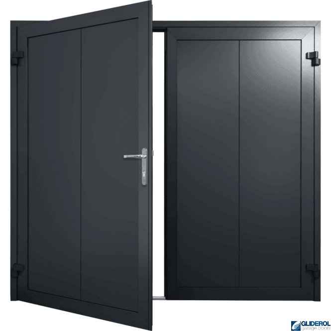 Gliderol GRAPHITE-GREY (RAL7024) Insulated Vertical Wide Rib Side Hinged Garage Door