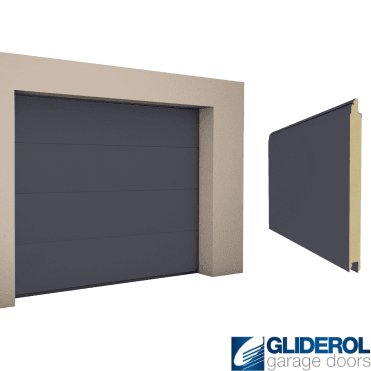 GRAPHITE GREY (RAL7024) L-Rib smooth Sectional Garage Door