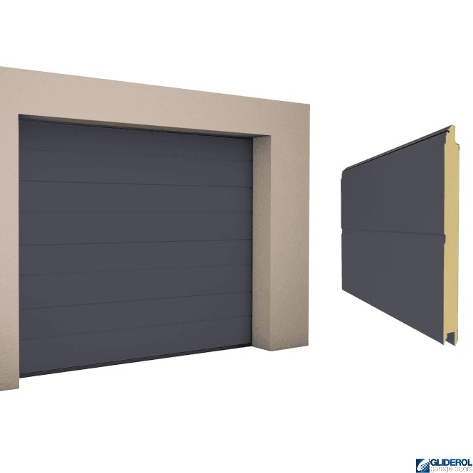 Gliderol GRAPHITE GREY (RAL7024) M-Rib woodgrain Sectional Garage Door