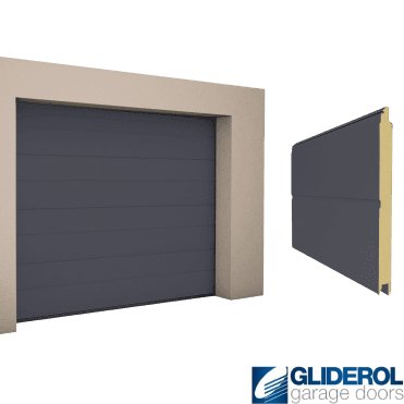 GRAPHITE GREY (RAL7024) M-Rib woodgrain Sectional Garage Door