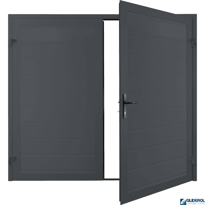Gliderol GRAPHITE GREY (RAL7024) Premium Horizontal Medium Rib (non-insulated) Side Hinged Garage Door
