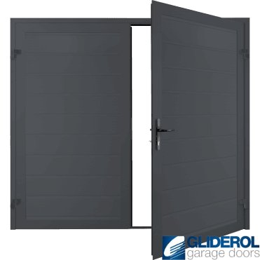 GRAPHITE GREY (RAL7024) Premium Horizontal Medium Rib (non-insulated) Side Hinged Garage Door
