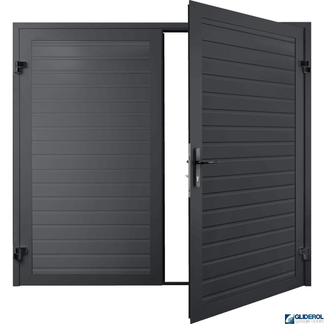 Gliderol GRAPHITE GREY (RAL7024) Premium Horizontal Standard Rib (non-insulated) Side Hinged Garage Door