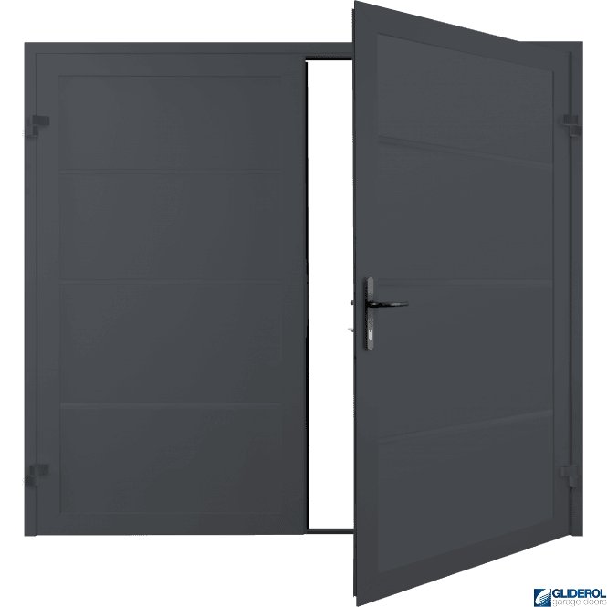 Gliderol GRAPHITE GREY (RAL7024) Premium Horizontal Wide Rib (non-insulated) Side Hinged Garage Door