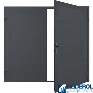 GRAPHITE GREY (RAL7024) Premium Horizontal Wide Rib (non-insulated) Side Hinged Garage Door