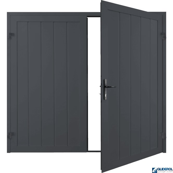 Gliderol GRAPHITE GREY (RAL7024) Premium Vertical Medium Rib (non-insulated) Side Hinged Garage Door