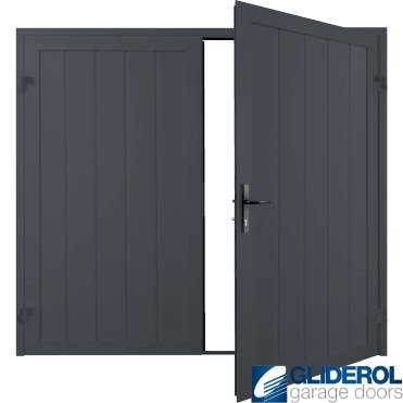 GRAPHITE GREY (RAL7024) Premium Vertical Medium Rib (non-insulated) Side Hinged Garage Door