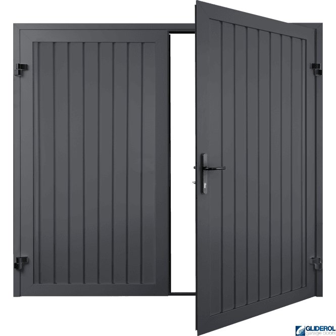 Gliderol GRAPHITE GREY (RAL7024) Premium Vertical Standard Rib (non-insulated) Side Hinged Garage Door