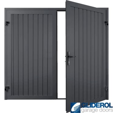 GRAPHITE GREY (RAL7024) Premium Vertical Standard Rib (non-insulated) Side Hinged Garage Door