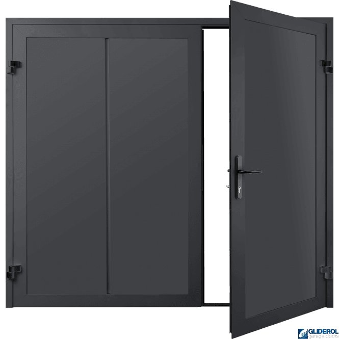 Gliderol GRAPHITE GREY (RAL7024) Premium Vertical Wide Rib (non-insulated) Side Hinged Garage Door