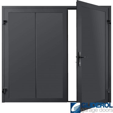 GRAPHITE GREY (RAL7024) Premium Vertical Wide Rib (non-insulated) Side Hinged Garage Door
