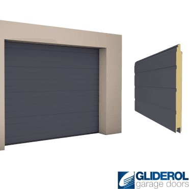 GRAPHITE GREY (RAL7024) S-Rib woodgrain Sectional Garage Door