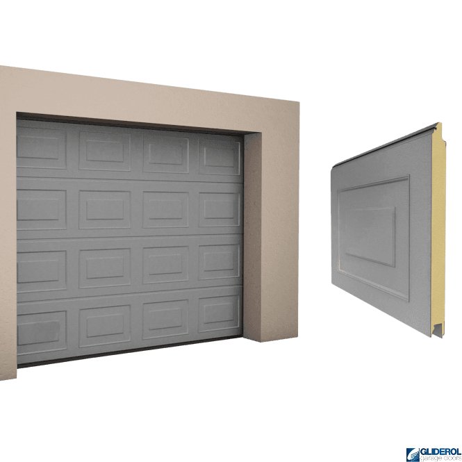 Gliderol GREY ALUMINIUM (RAL9007) Georgian woodgrain Sectional Garage Door