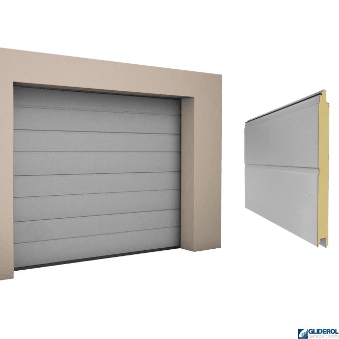 Gliderol GREY ALUMINIUM (RAL9007) M-Rib woodgrain Sectional Garage Door