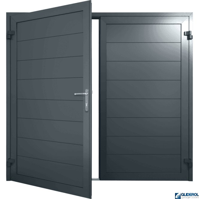 Gliderol IRON-GREY (RAL7011) Insulated Horizontal Medium Rib Side Hinged Garage Door