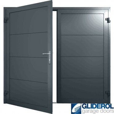 IRON-GREY (RAL7011) Insulated Horizontal Wide Rib Side Hinged Garage Door