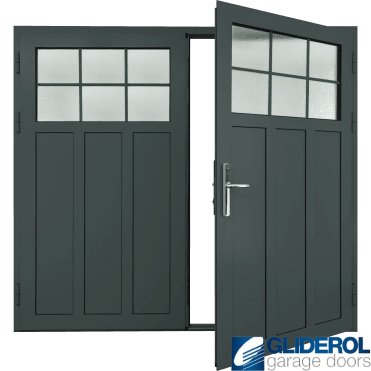 IRON-GREY (RAL7011) Insulated Kingsbury Side Hinged Garage Door