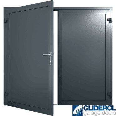 IRON-GREY (RAL7011) Insulated Solid Rib Side Hinged Garage Door