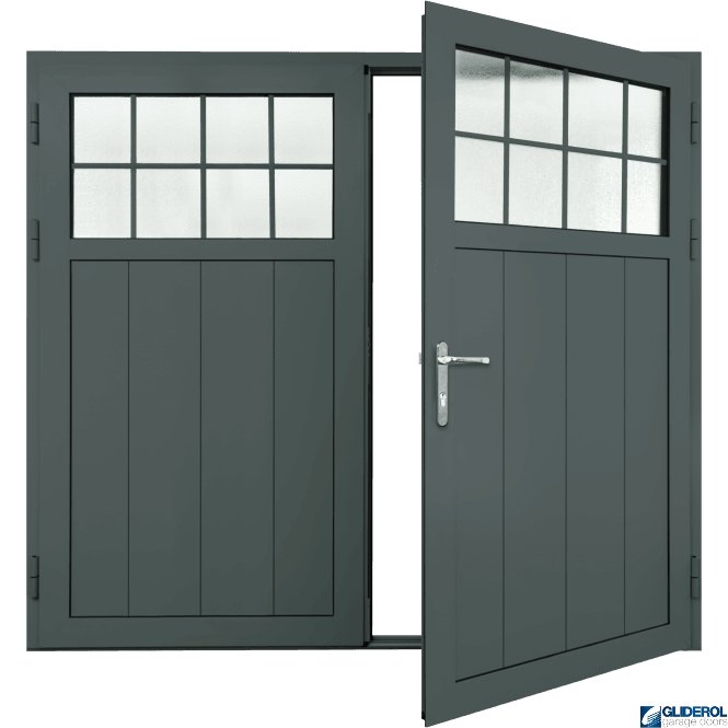 Gliderol IRON-GREY (RAL7011) Insulated Traditional Vertical Medium Rib Side Hinged Garage Door