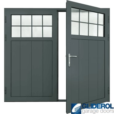 IRON-GREY (RAL7011) Insulated Traditional Vertical Medium Rib Side Hinged Garage Door