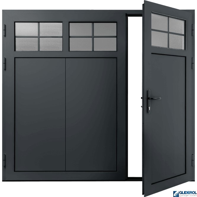Gliderol IRON-GREY (RAL7011) Insulated Traditional Vertical Wide Rib Side Hinged Garage Door (1/3)