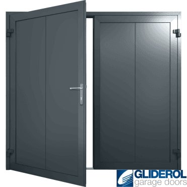 IRON-GREY (RAL7011) Insulated Vertical Wide Rib Side Hinged Garage Door