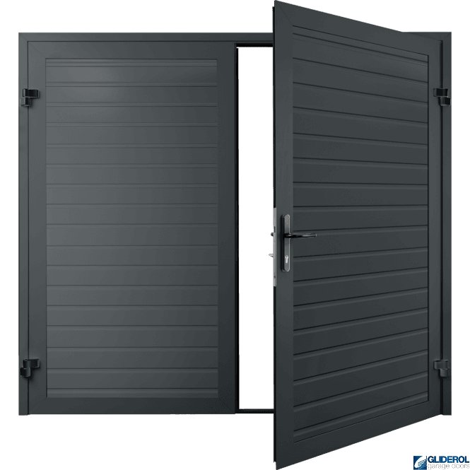 Gliderol IRON GREY (RAL7011) Premium Horizontal Standard Rib (non-insulated) Side Hinged Garage Door