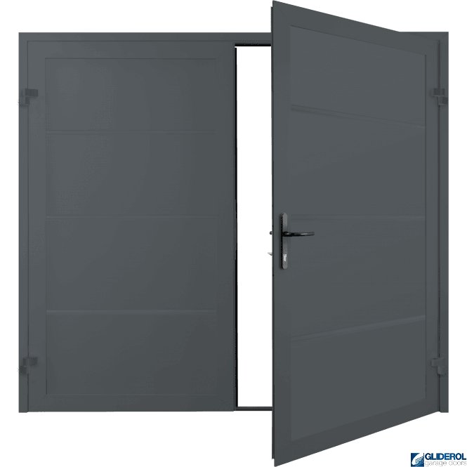 Gliderol IRON GREY (RAL7011) Premium Horizontal Wide Rib (non-insulated) Side Hinged Garage Door