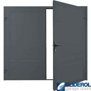 IRON GREY (RAL7011) Premium Horizontal Wide Rib (non-insulated) Side Hinged Garage Door