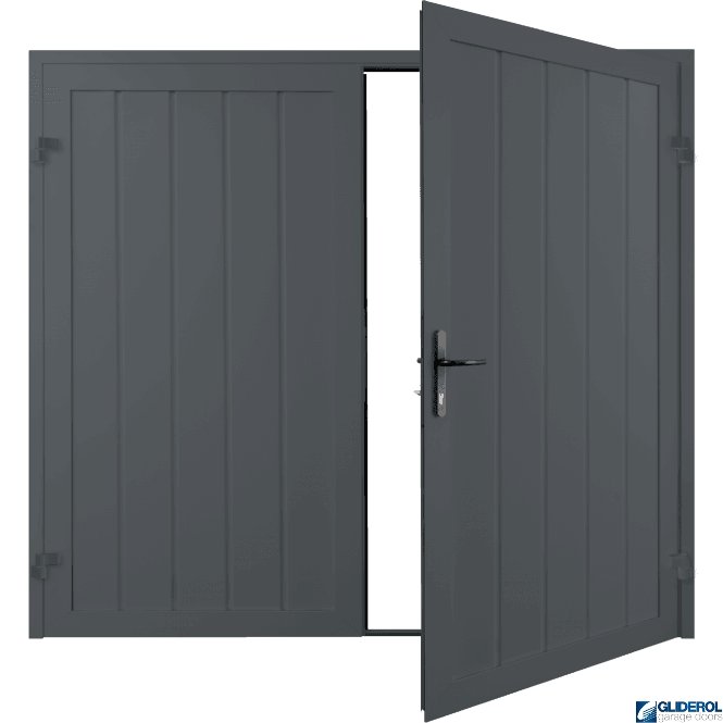 Gliderol IRON GREY (RAL7011) Premium Vertical Medium Rib (non-insulated) Side Hinged Garage Door