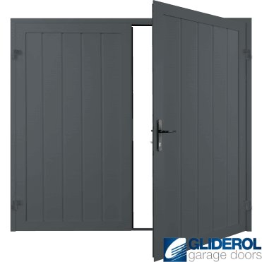 IRON GREY (RAL7011) Premium Vertical Medium Rib (non-insulated) Side Hinged Garage Door
