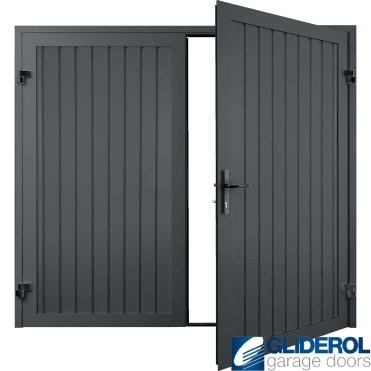 IRON GREY (RAL7011) Premium Vertical Standard Rib (non-insulated) Side Hinged Garage Door