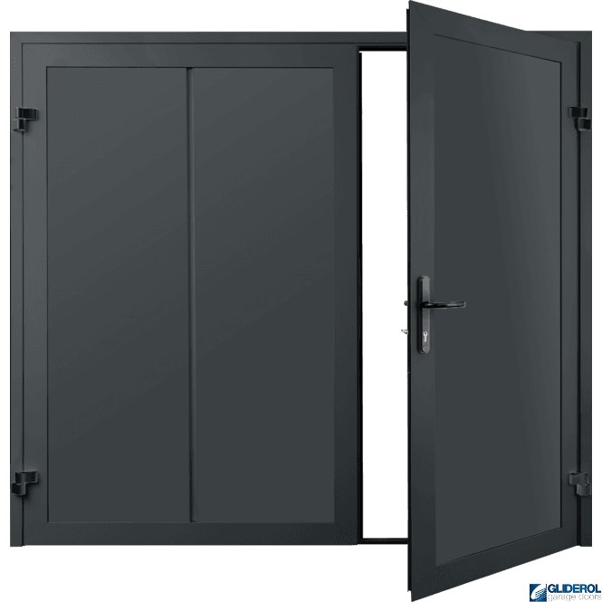 Gliderol IRON GREY (RAL7011) Premium Vertical Wide Rib (non-insulated) Side Hinged Garage Door