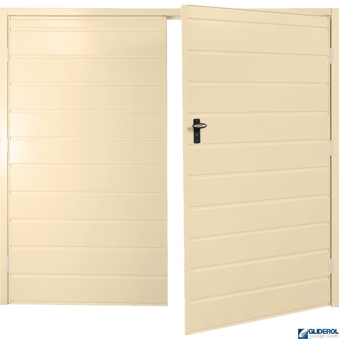 Gliderol IVORY (RAL1015) Budget Horizontal Medium Rib Side Hinged Garage Door