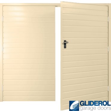 IVORY (RAL1015) Budget Horizontal Standard Rib Side Hinged Garage Door