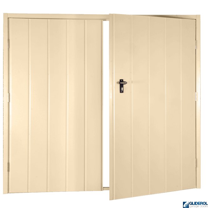 Gliderol IVORY (RAL1015) Budget Vertical Medium Rib Side Hinged Garage Door