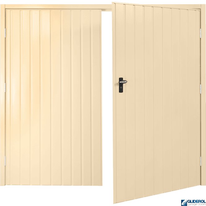 Gliderol IVORY (RAL1015) Budget Vertical Standard Rib Side Hinged Garage Door