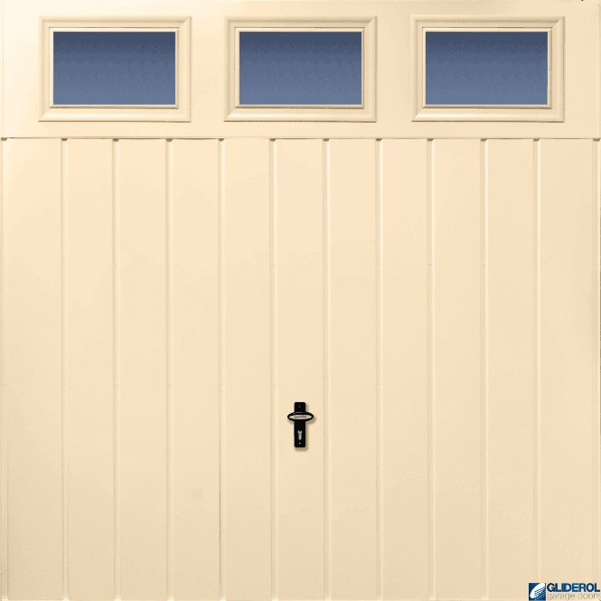 Gliderol IVORY (RAL1015) Chester Vertical Medium Rib with Windows