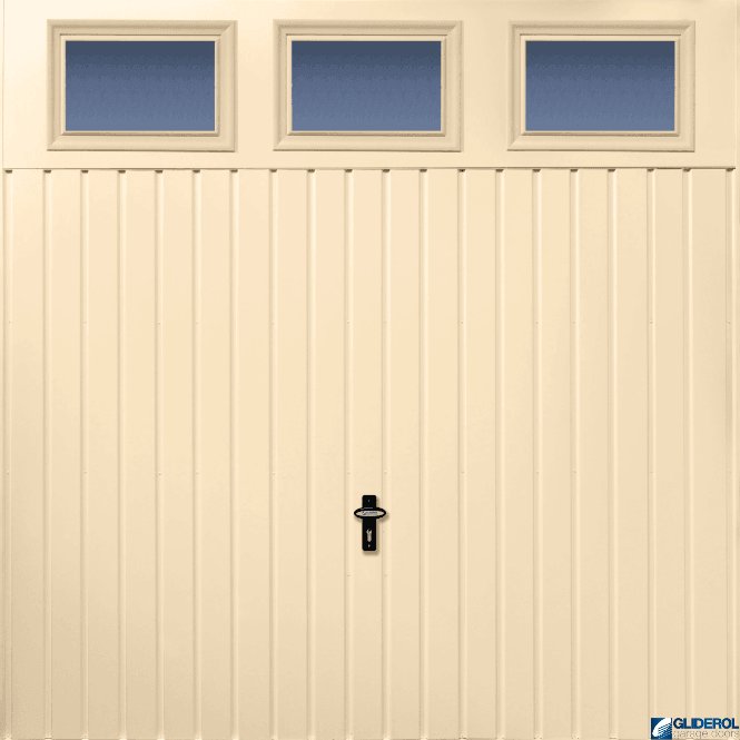 Gliderol IVORY (RAL1015) Chester Vertical Standard Rib with Windows