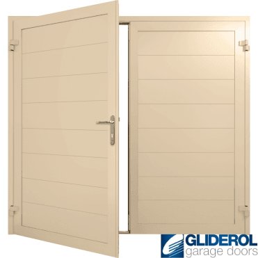IVORY (RAL1015) Insulated Horizontal Medium Rib Side Hinged Garage Door