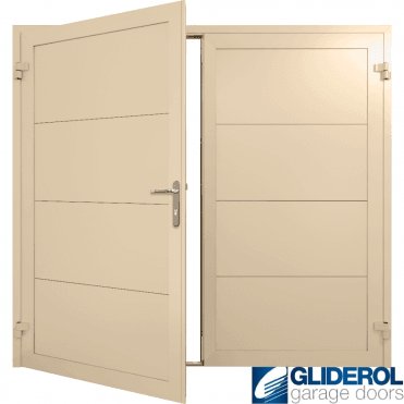 IVORY (RAL1015) Insulated Horizontal Wide Rib Side Hinged Garage Door
