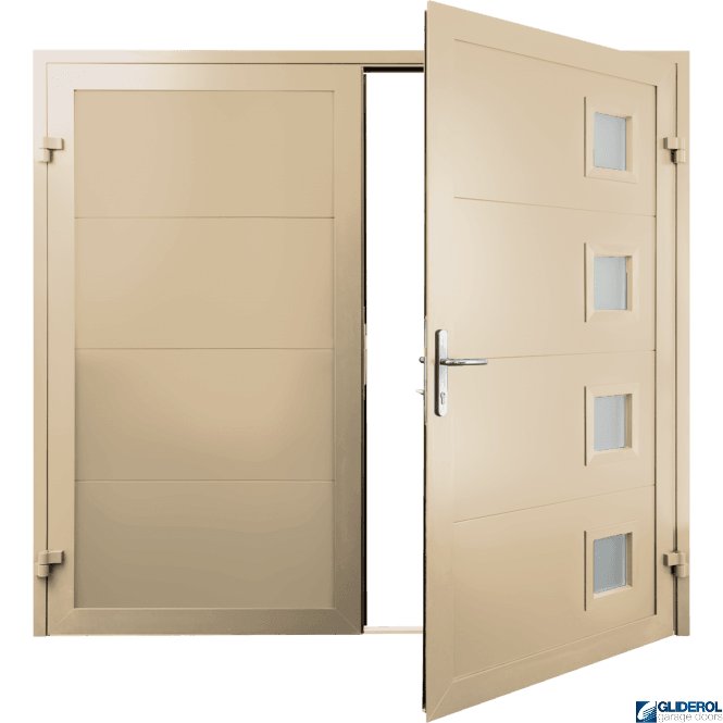 Gliderol IVORY (RAL1015) Insulated Porthole Side Hinged Garage Door
