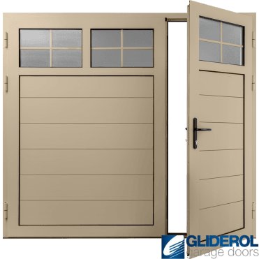 IVORY (RAL1015) Insulated Traditional Horizontal Medium Rib Side Hinged Garage Door (1/3)