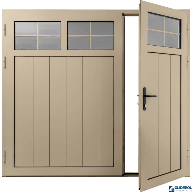 Gliderol IVORY (RAL1015) Insulated Traditional Vertical Medium Rib Side Hinged Garage Door (1/3)