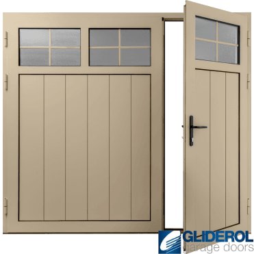 IVORY (RAL1015) Insulated Traditional Vertical Medium Rib Side Hinged Garage Door (1/3)