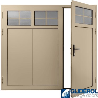 IVORY (RAL1015) Insulated Traditional Vertical Wide Rib Side Hinged Garage Door (1/3)