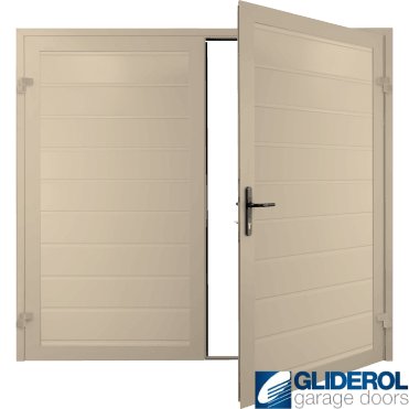 IVORY (RAL1015) Premium Horizontal Medium Rib (non-insulated) Side Hinged Garage Door