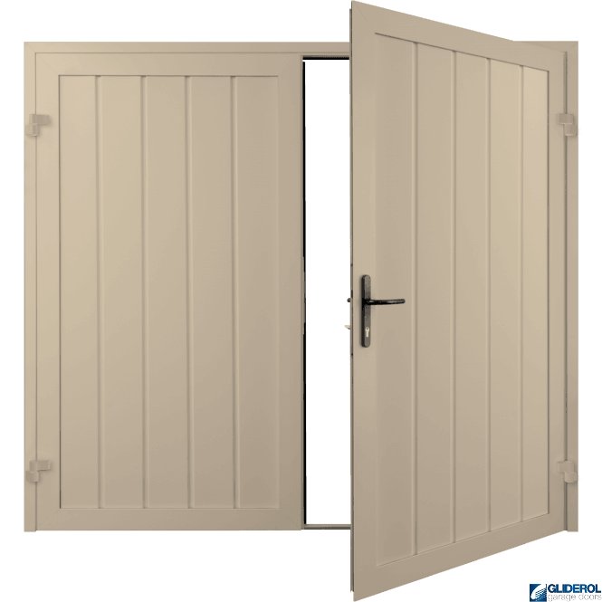 Gliderol IVORY (RAL1015) Premium Vertical Medium Rib (non-insulated) Side Hinged Garage Door